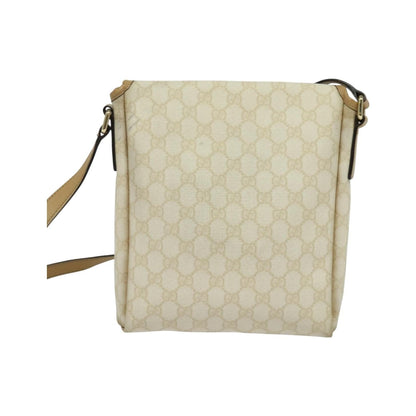 Gucci Flap Messenger GG Coated Canvas, White, Canvas, Shoulder Bag