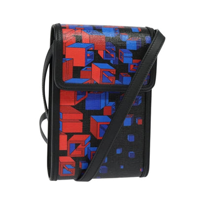 Gucci Flap Printed Coated Canvas, Black, PVC, Shoulder Bag