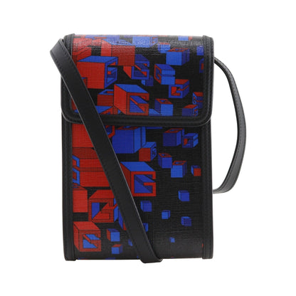 Gucci Flap Printed Coated Canvas, Black, PVC, Shoulder Bag