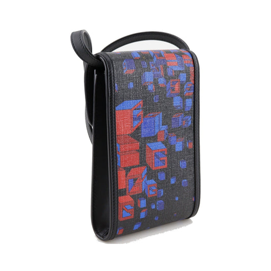 Gucci Flap Printed Coated Canvas, Black, PVC, Shoulder Bag