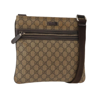 Gucci Flat Messenger GG Coated Canvas, Beige, PVC, Crossbody Bag