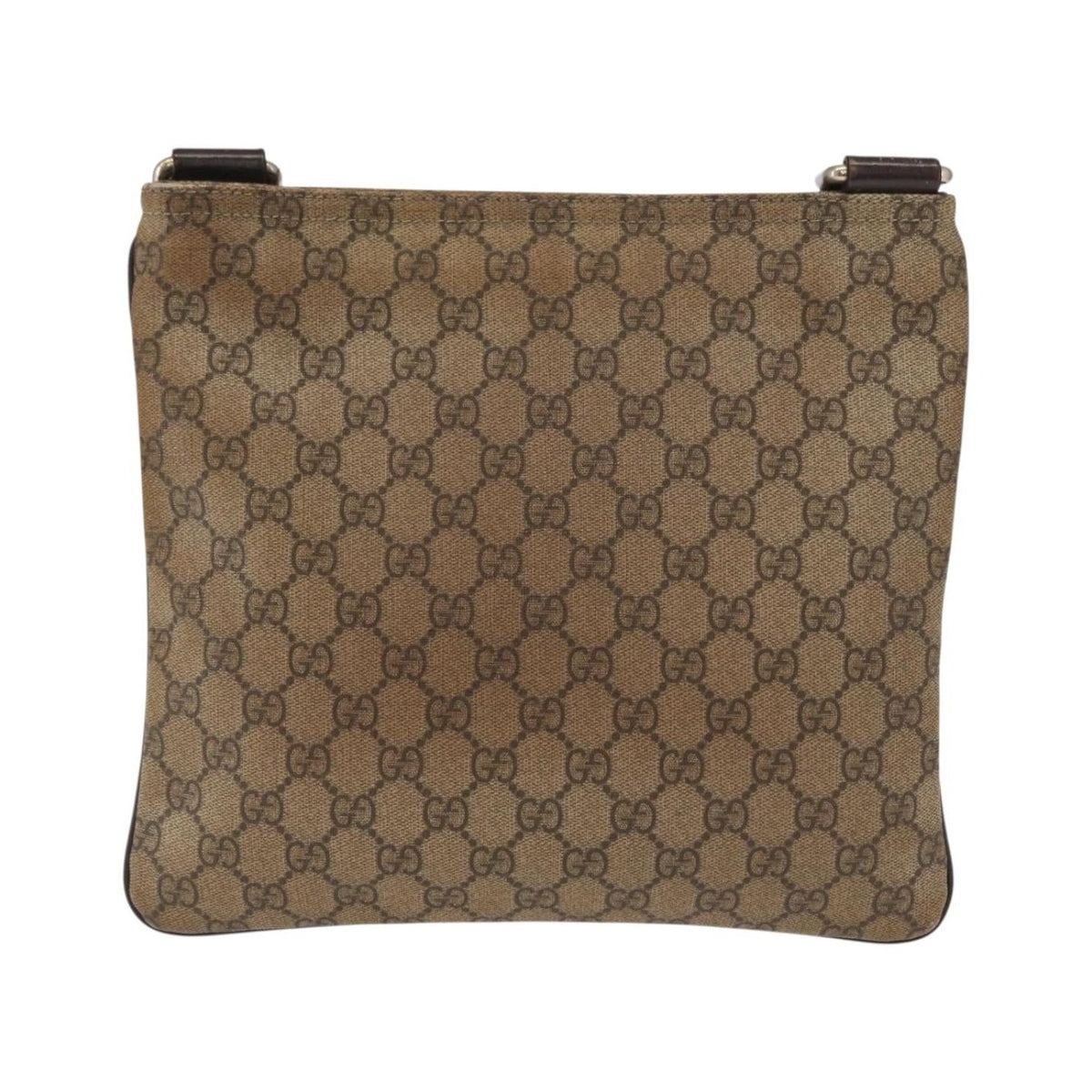 Gucci Flat Messenger GG Coated Canvas, Beige, PVC, Crossbody Bag