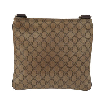 Gucci Flat Messenger GG Coated Canvas, Beige, PVC, Crossbody Bag