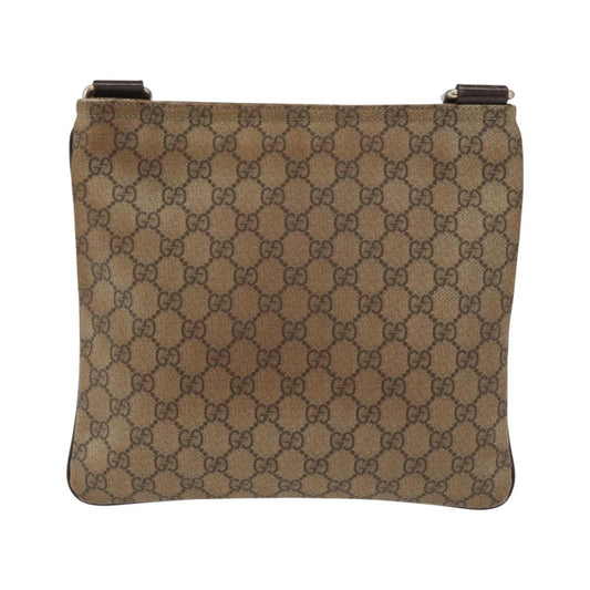 Gucci Flat Messenger GG Coated Canvas, Beige, PVC, Crossbody Bag