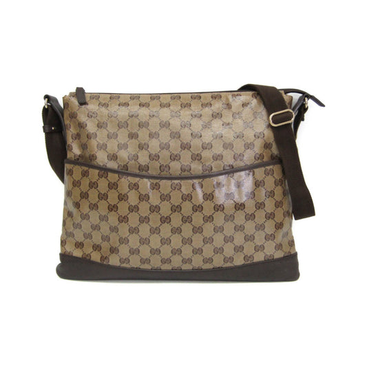 Gucci Front Pocket Messenger GG Canvas and leather, Beige, Canvas, Shoulder Bag