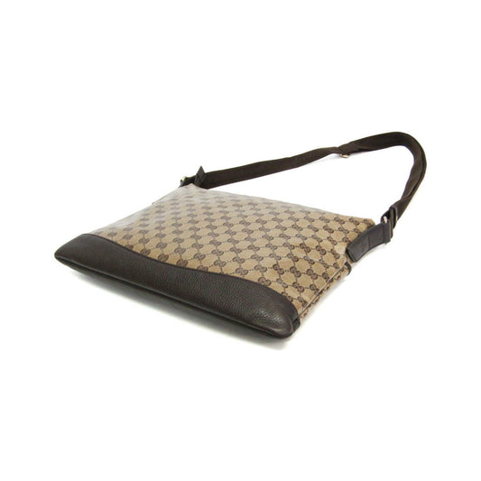 Gucci Front Pocket Messenger GG Canvas and leather, Beige, Canvas, Shoulder Bag