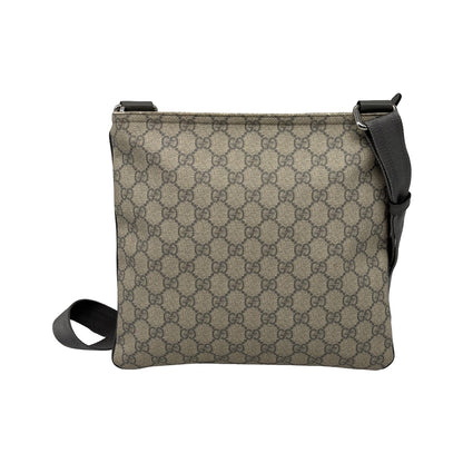 Gucci Front Zip Flat Messenger GG Coated Canvas, Beige, Canvas, Shoulder Bag