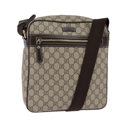 Gucci Front Zip Messenger GG Coated Canvas, Beige, Canvas, Crossbody Bag