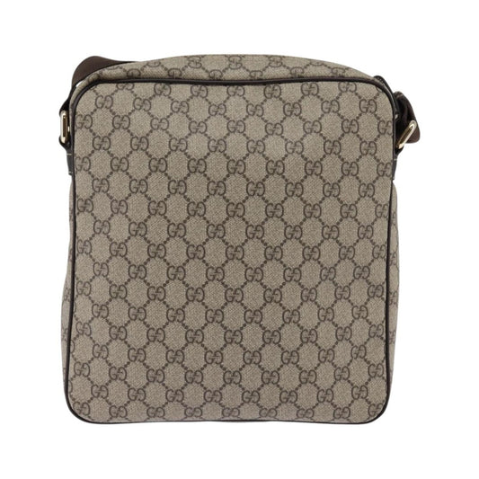 Gucci Front Zip Messenger GG Coated Canvas, Beige, Canvas, Crossbody Bag