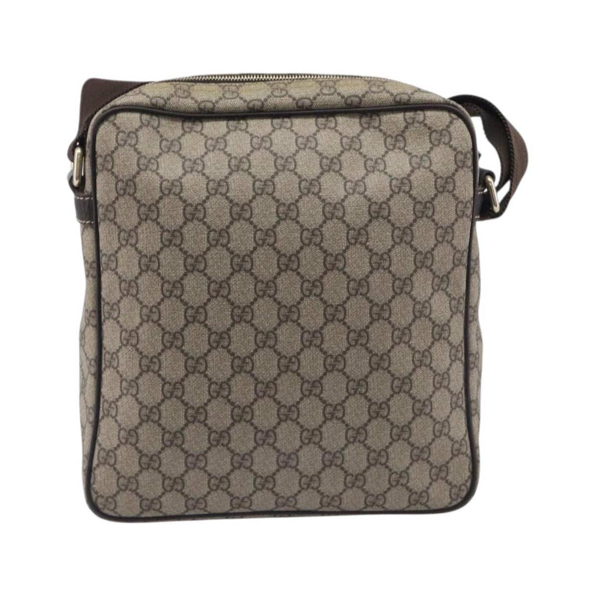 Gucci Front Zip Messenger GG Coated Canvas, Beige, Canvas, Crossbody Bag