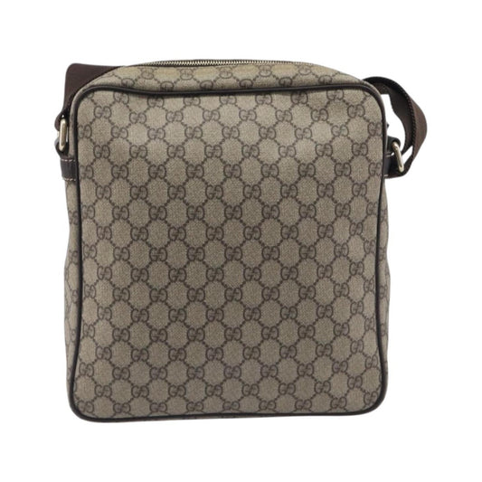 Gucci Front Zip Messenger GG Coated Canvas, Beige, Canvas, Crossbody Bag