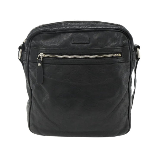 Gucci Front Zip Messenger Guccissima Leather, Black, Leather, Shoulder Bag