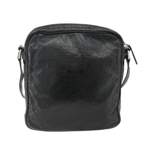 Gucci Front Zip Messenger Guccissima Leather, Black, Leather, Shoulder Bag