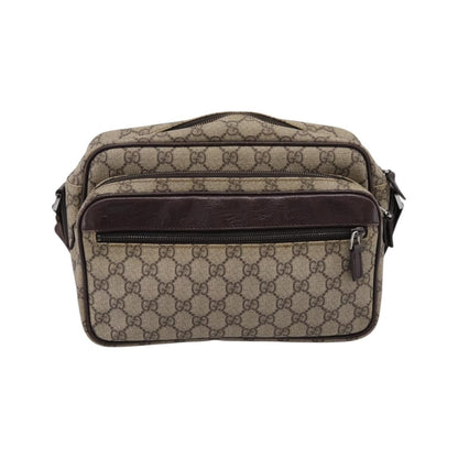 Gucci Front Zip Pocket Messenger GG Coated Canvas, Beige, Canvas, Shoulder Bag