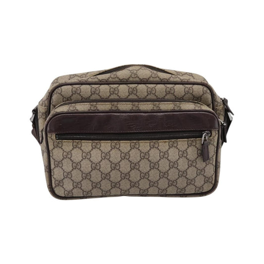 Gucci Front Zip Pocket Messenger GG Coated Canvas, Beige, Canvas, Shoulder Bag