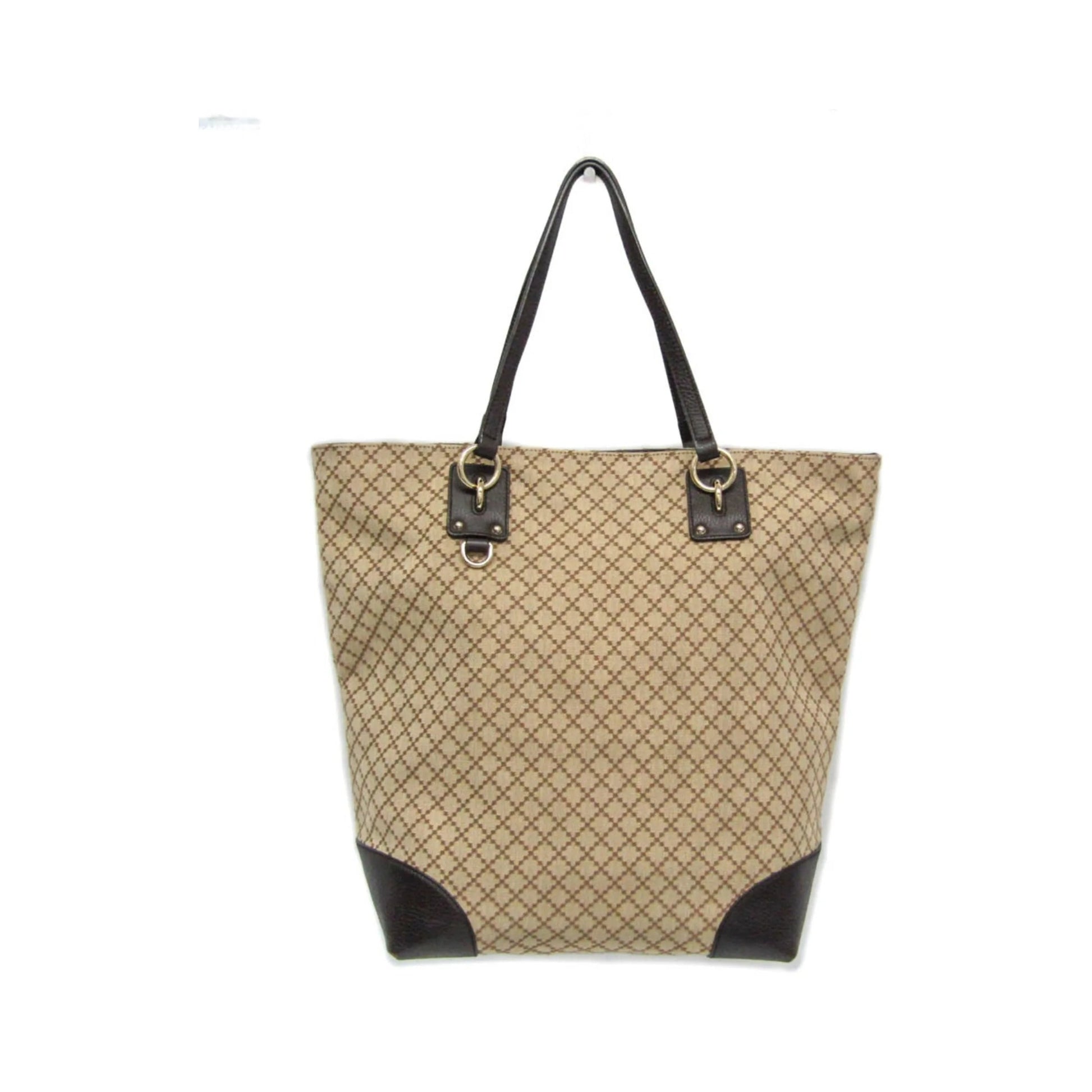 Gucci GG Canvas Canvas, Beige, Leather, Tote Bag