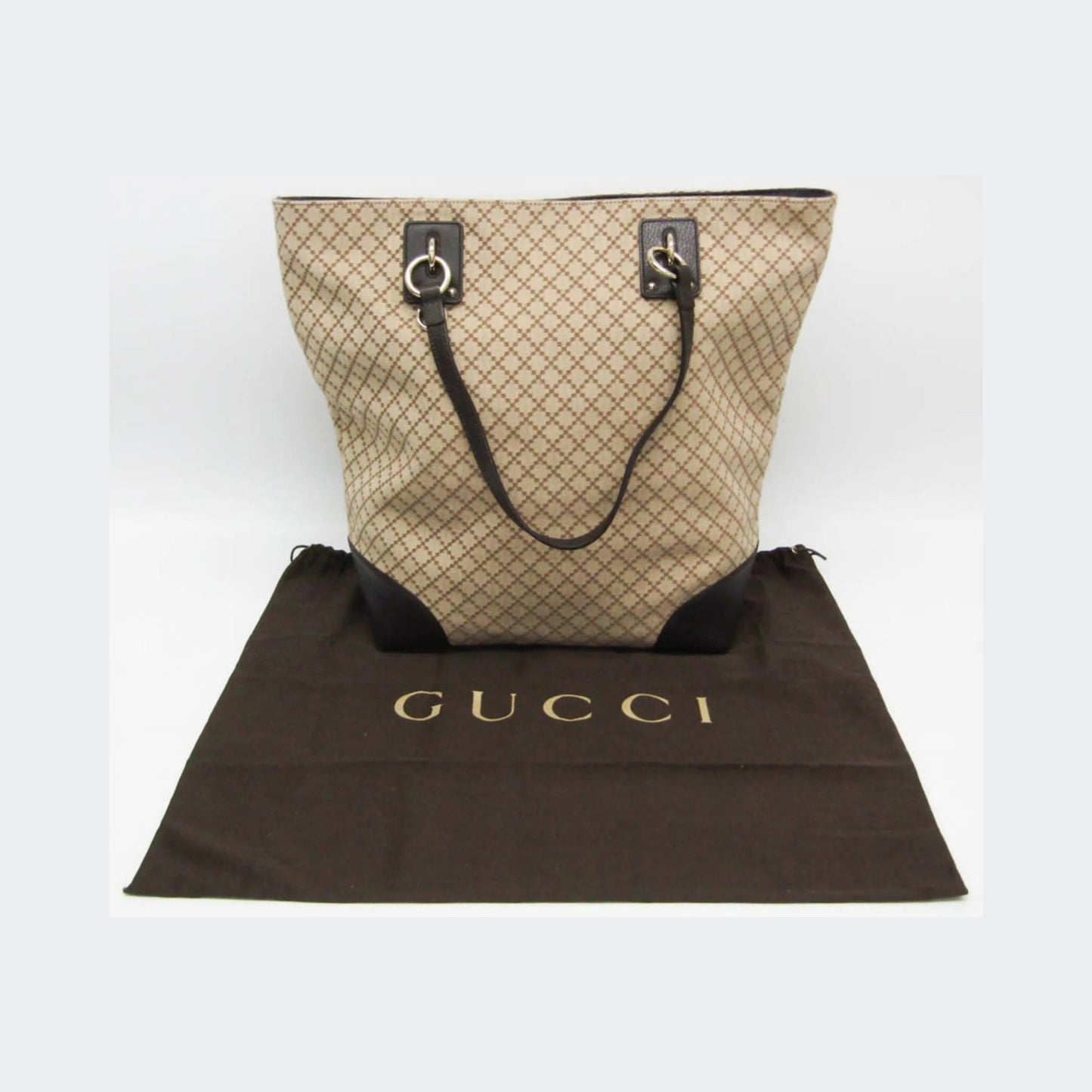 Gucci GG Canvas Canvas, Beige, Leather, Tote Bag