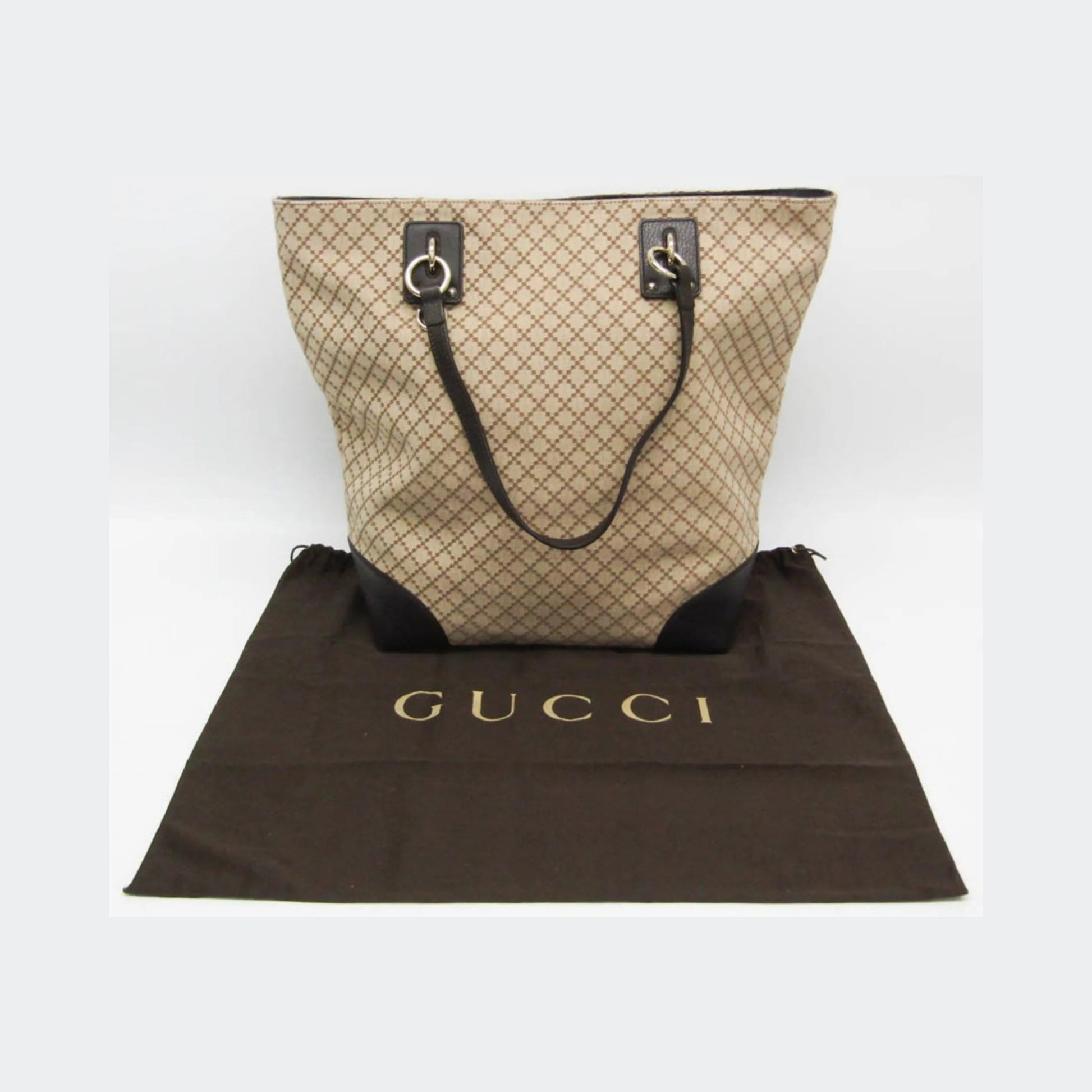 Gucci GG Canvas Canvas, Beige, Leather, Tote Bag