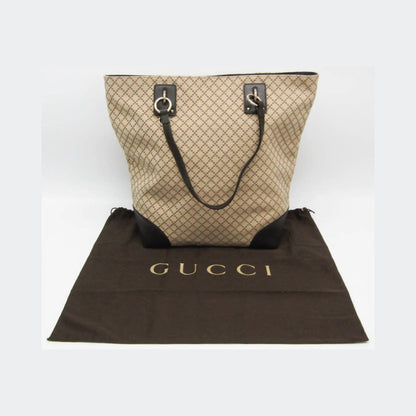 Gucci GG Canvas Canvas, Beige, Leather, Tote Bag