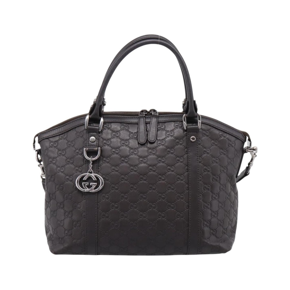 Gucci GG Charm Convertible Dome Satchel Guccissima Leather, Brown, Leather, Handbag