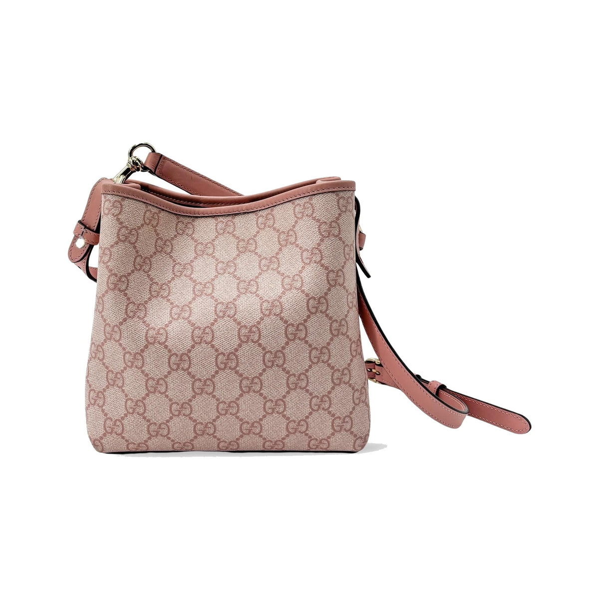 Gucci GG Emblem Bucket Bag GG Coated Canvas, Pink, Canvas, Shoulder Bag