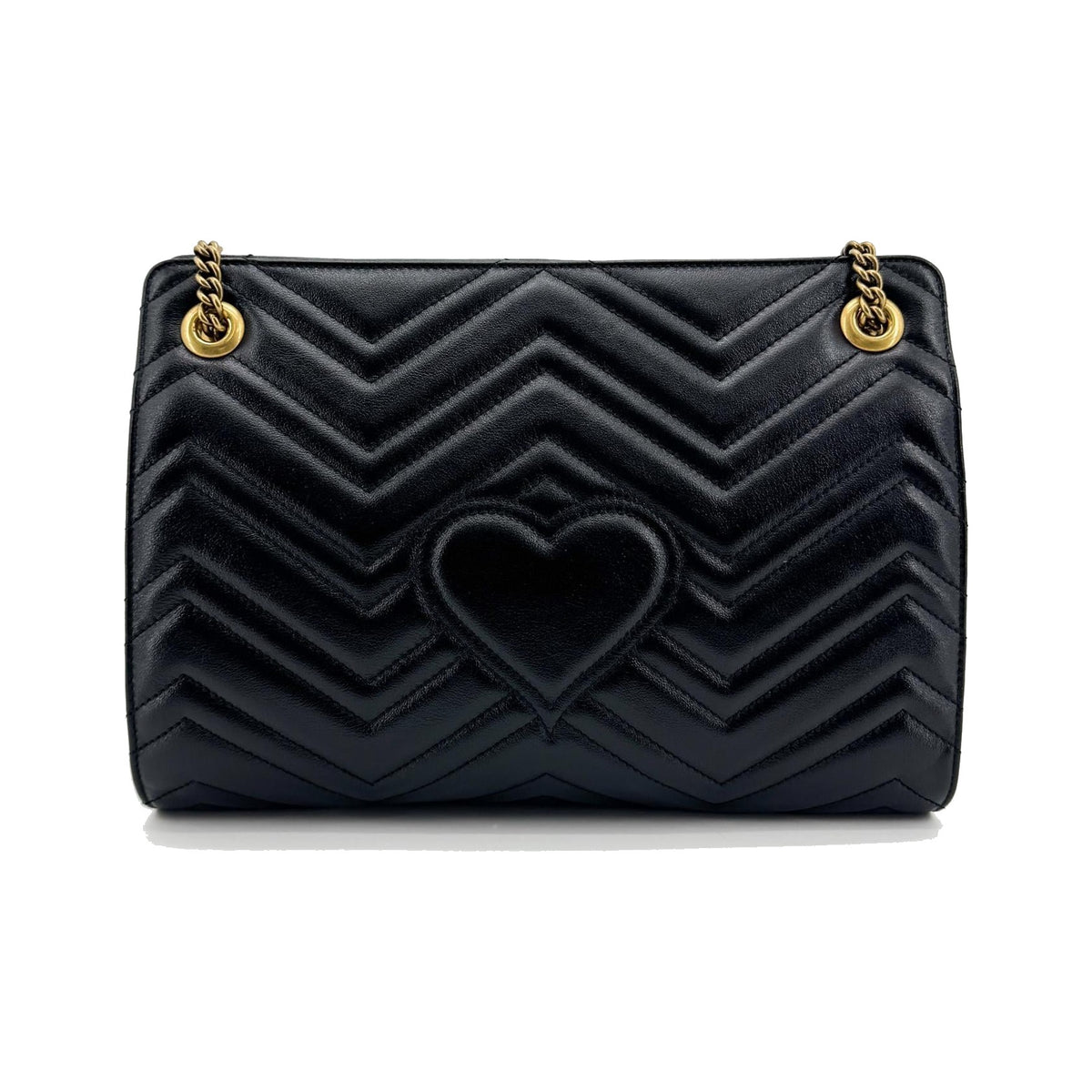Gucci GG Marmont Accordion Matelasse Leather, Black, Leather, Shoulder Bag