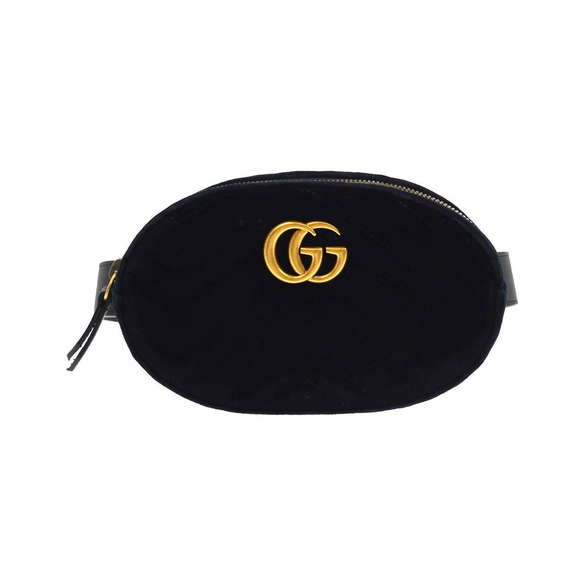 Gucci GG Marmont Belt Embellished Matelasse Velvet, Black, Velvet, Handbag