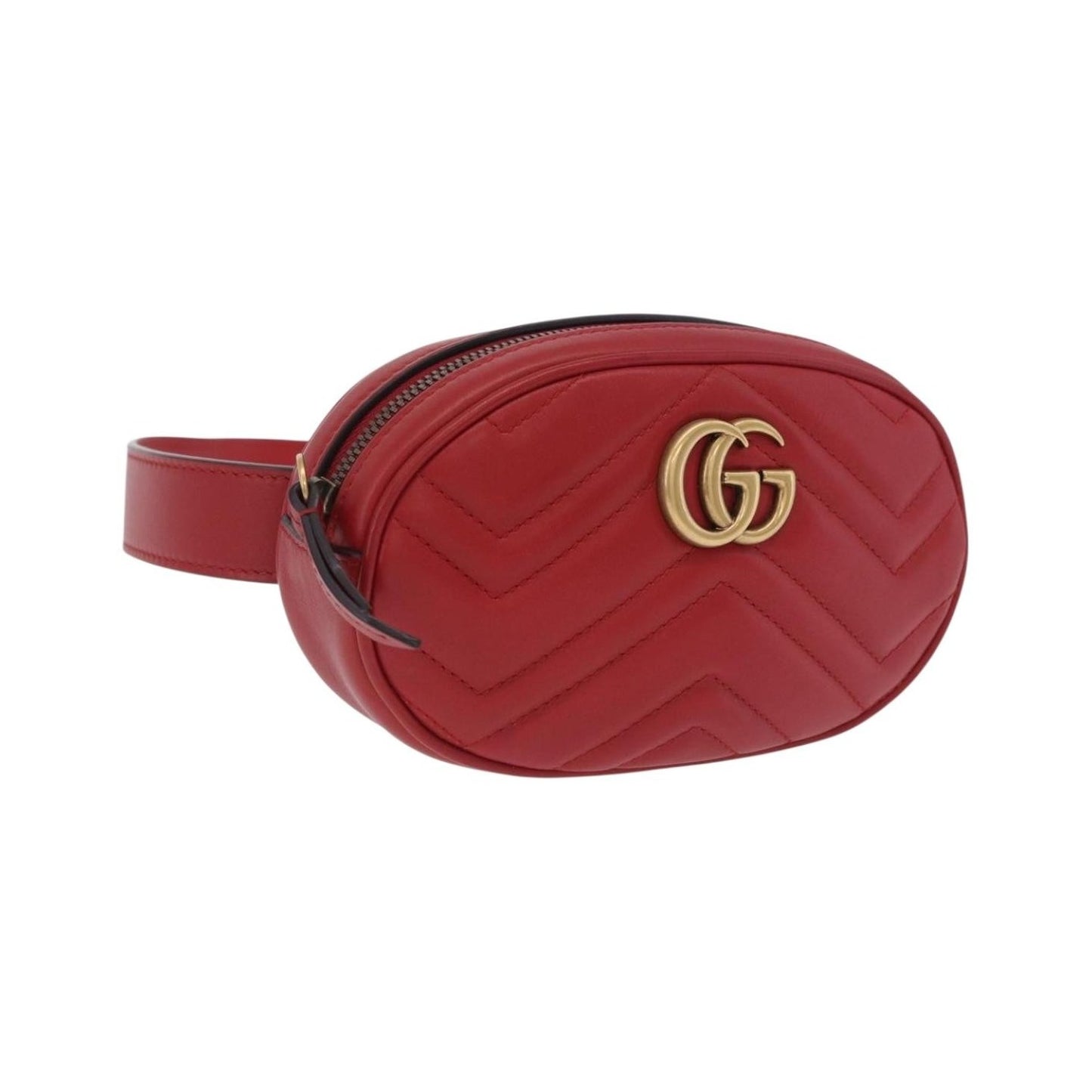 Gucci GG Marmont Belt Matelasse Leather, Red, Leather, Handbag