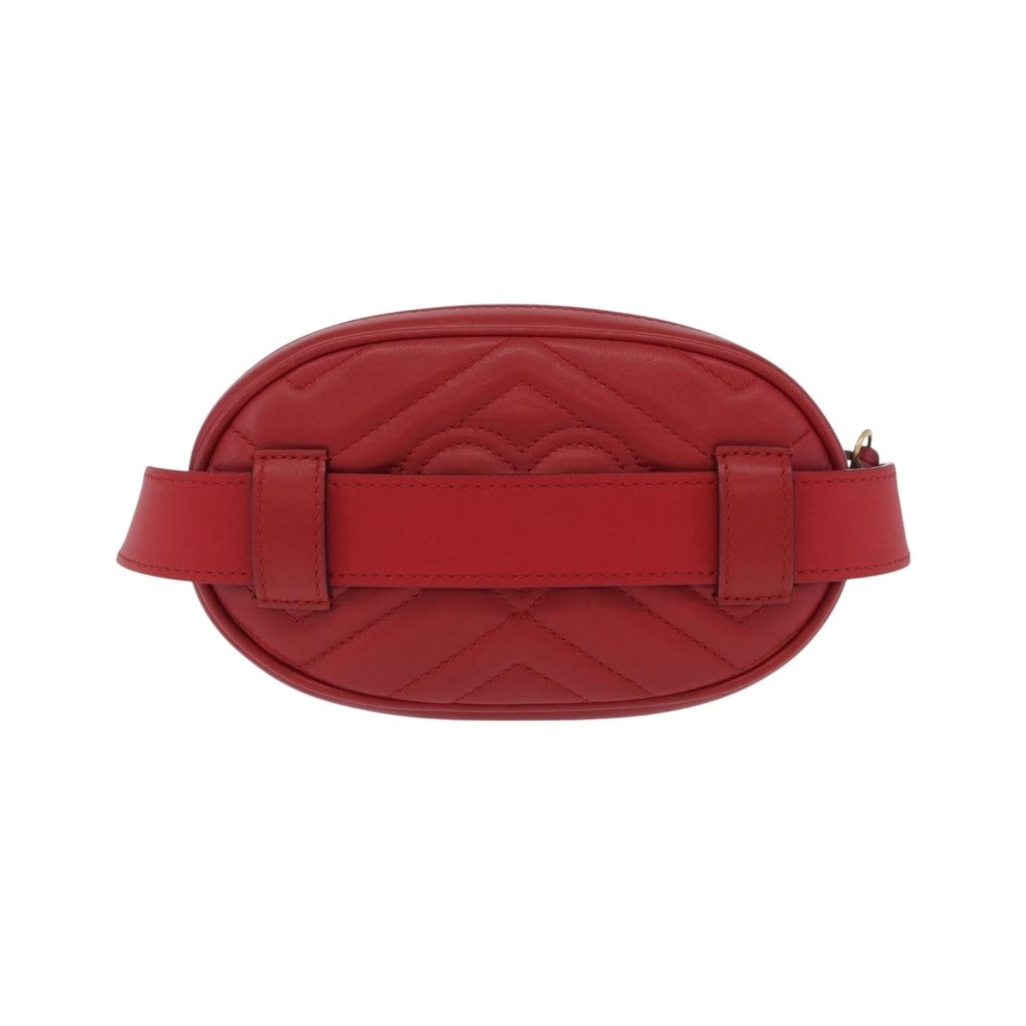 Gucci GG Marmont Belt Matelasse Leather, Red, Leather, Handbag