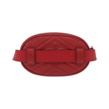 Gucci GG Marmont Belt Matelasse Leather, Red, Leather, Handbag