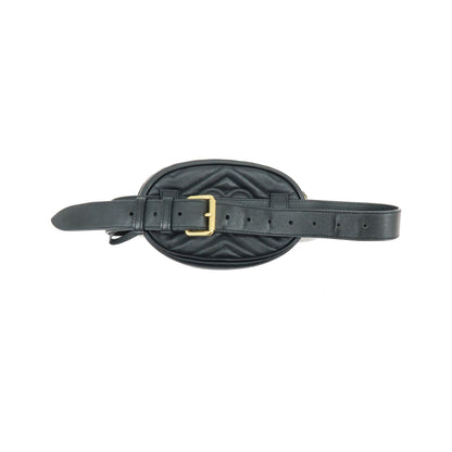 Gucci GG Marmont Belt Matelasse Leather, Black, Leather, Handbag