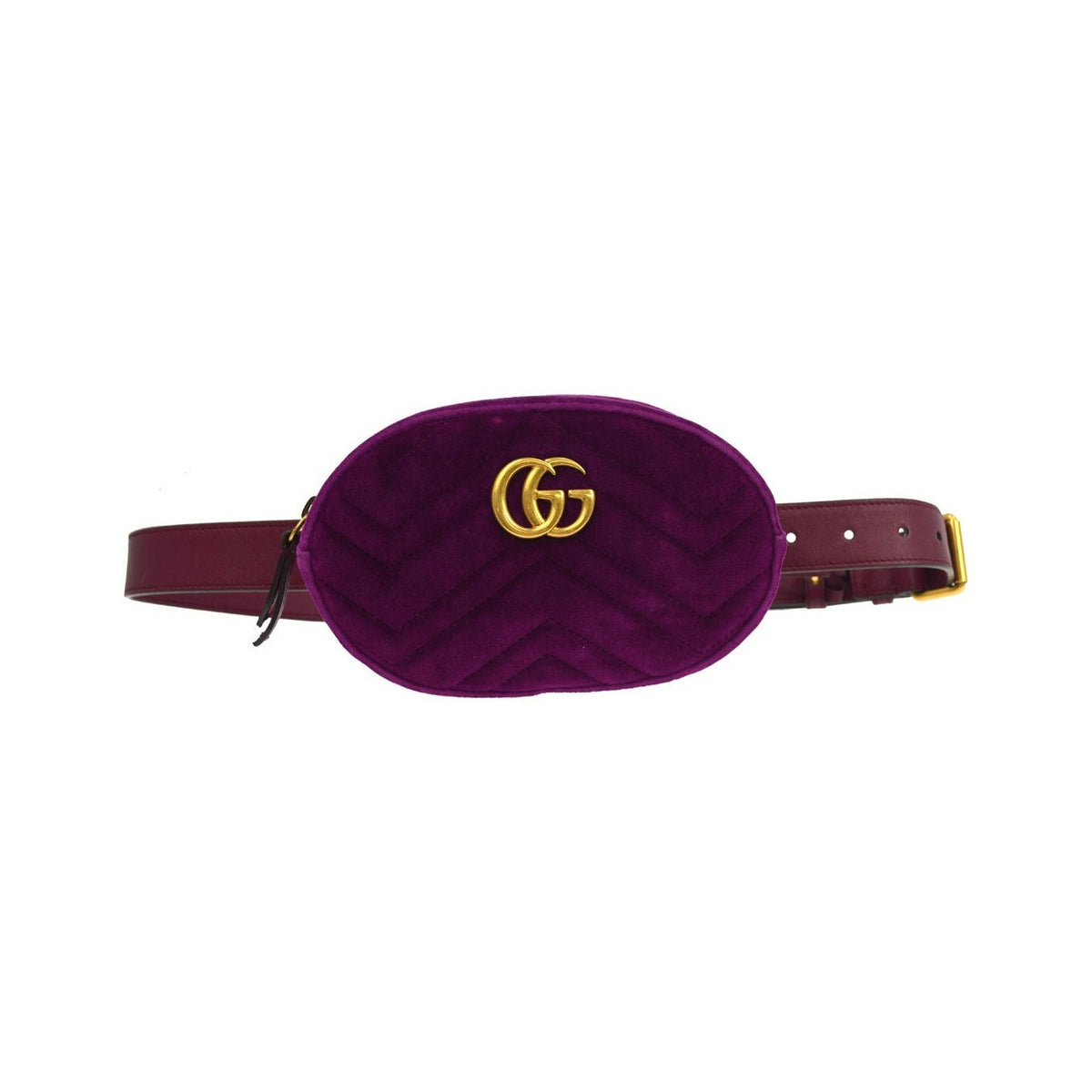 Gucci GG Marmont Belt Matelasse Velvet, Purple, Velvet, Handbag
