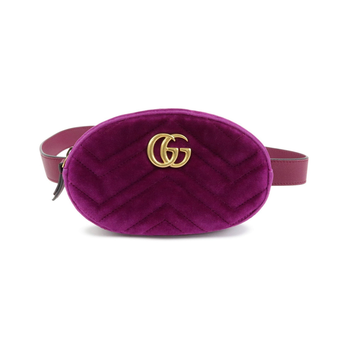 Gucci GG Marmont Belt Matelasse Velvet, Purple, Velvet, Handbag