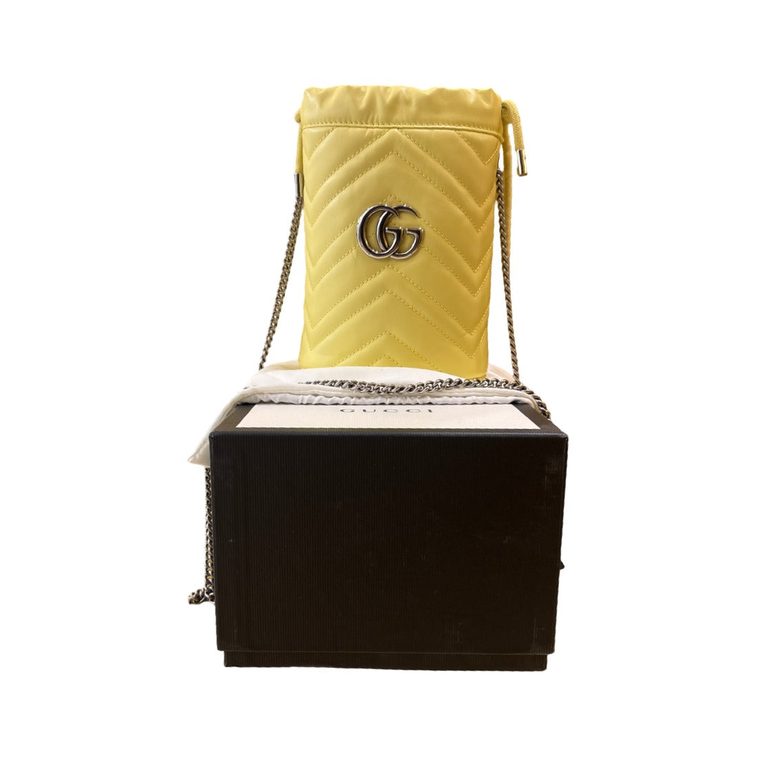 Gucci GG Marmont Chain Leather, Yellow, Leather, Crossbody Bag