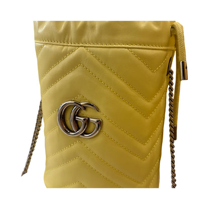 Gucci GG Marmont Chain Leather, Yellow, Leather, Crossbody Bag