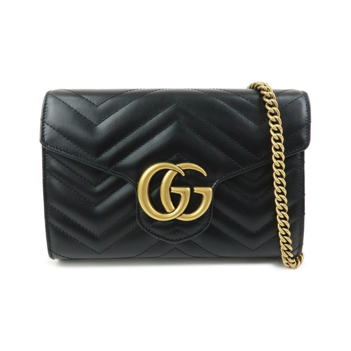 Gucci GG Marmont Chain Matelasse Leather, Black, Leather, Crossbody Bag