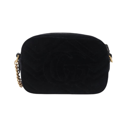 Gucci GG Marmont Crystal Embellished Matelasse Velvet, Black, Velvet, Shoulder Bag
