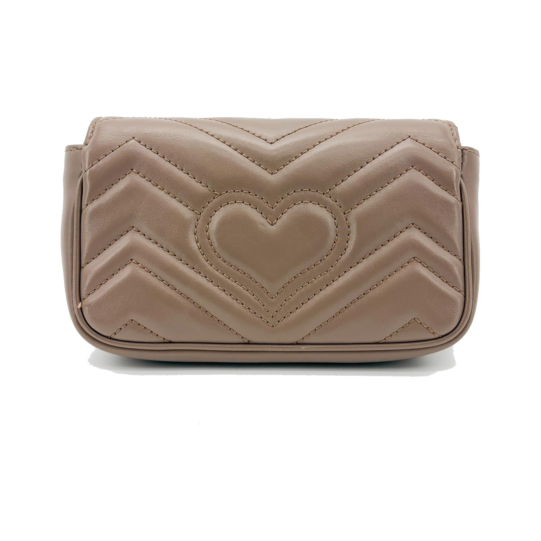 Gucci GG Marmont Flap Chevron Leather, Beige, Leather, Shoulder Bag
