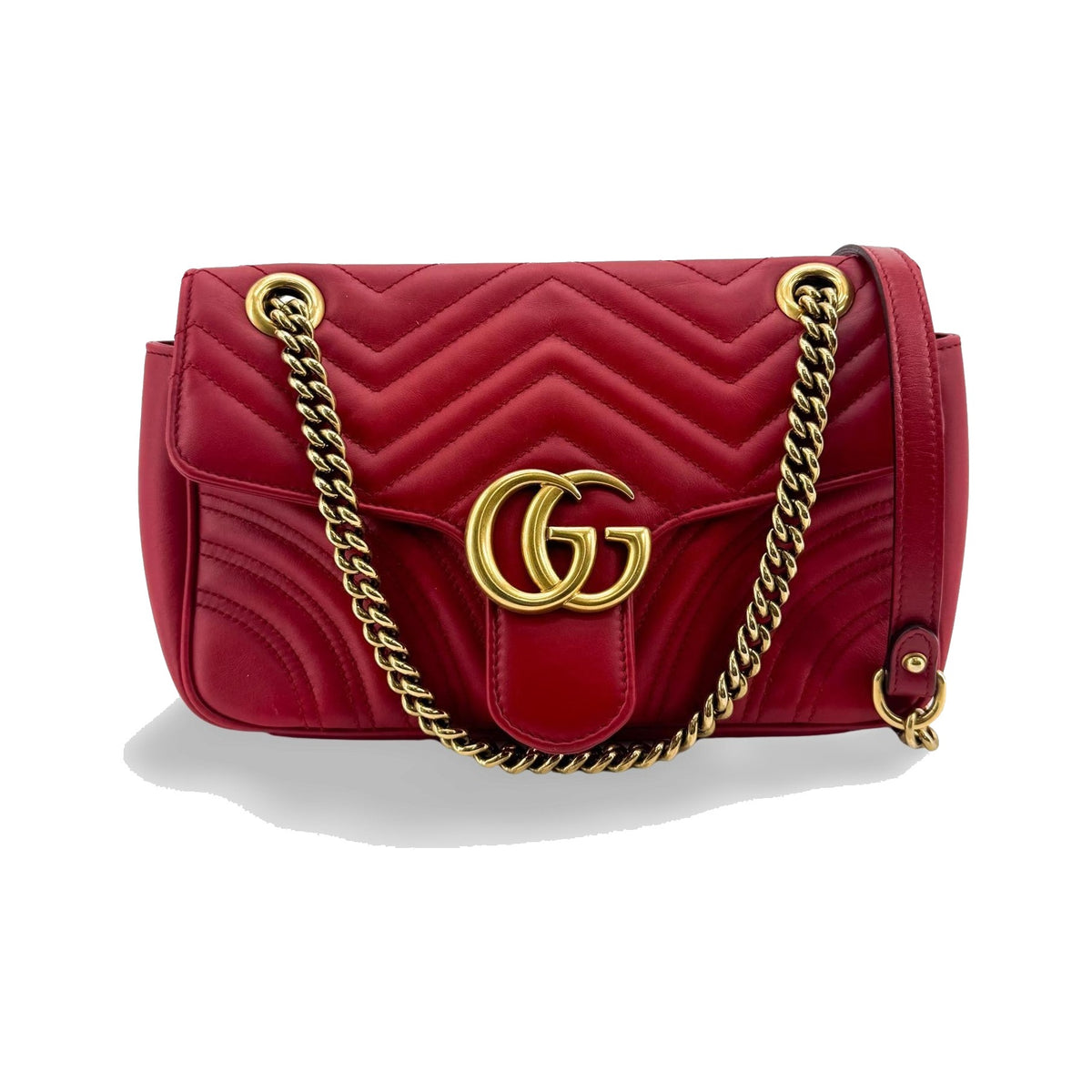 Gucci GG Marmont Flap Matelasse Leather, Gold, Leather, Shoulder Bag
