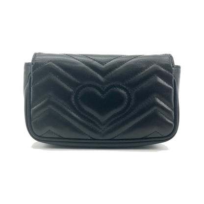 Gucci GG Marmont Flap Matelasse Leather, Black, Calfskin, Handbag