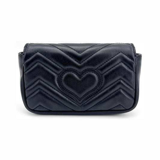 Gucci GG Marmont Flap Matelasse Leather, Black, Leather, Handbag