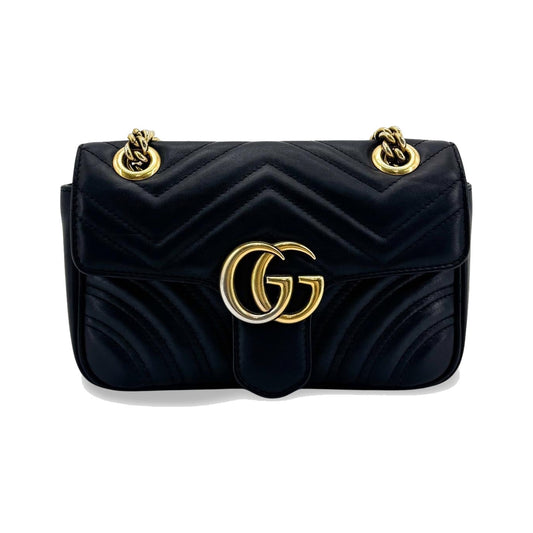 Gucci GG Marmont Flap Matelasse Leather, Black, Leather, Handbag