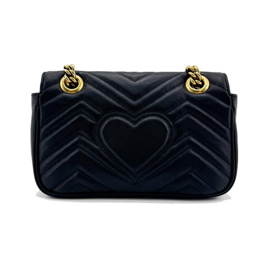 Gucci GG Marmont Flap Matelasse Leather, Black, Leather, Handbag