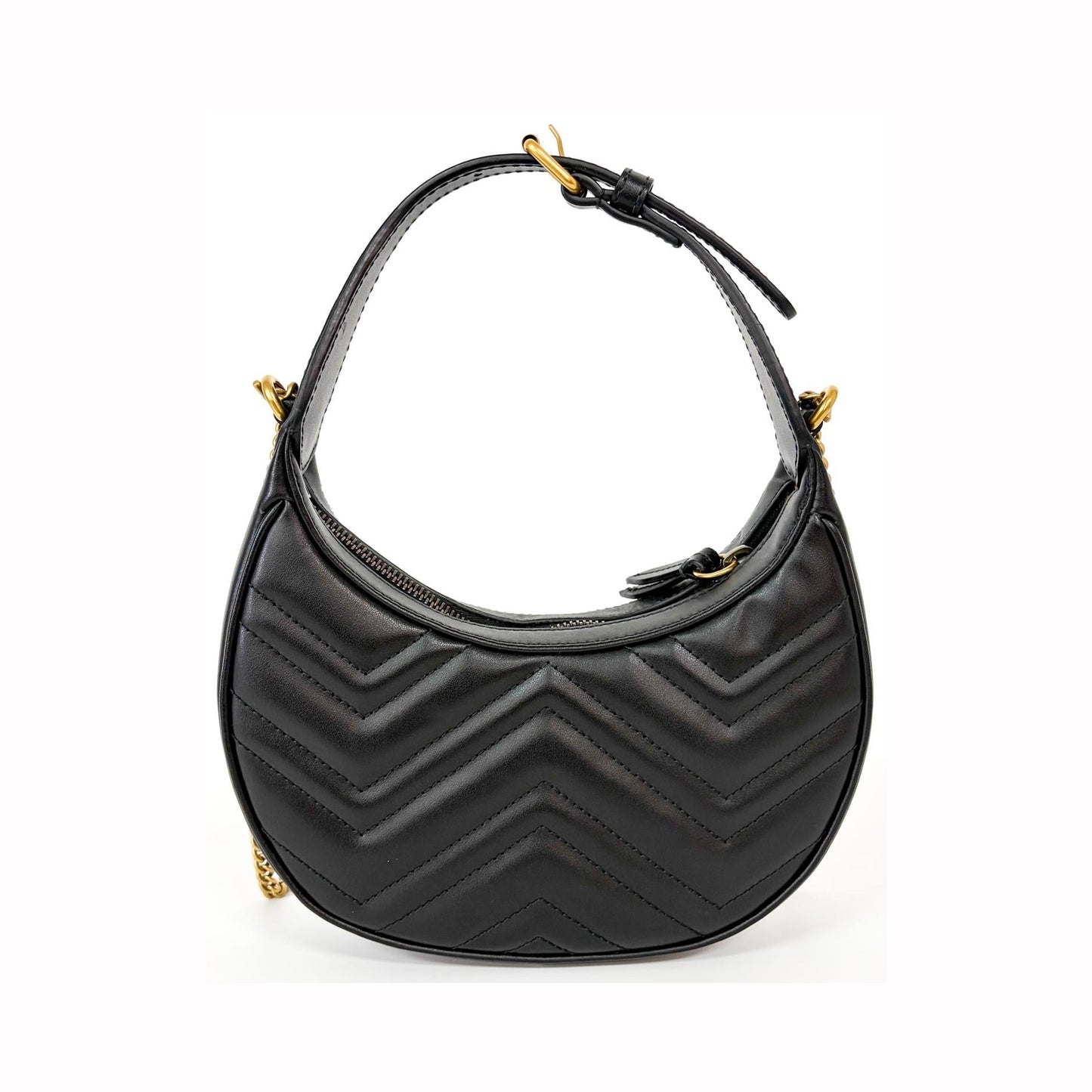 Gucci GG Marmont Half Moon Hobo Matelasse Leather, Black, Leather, Shoulder Bag