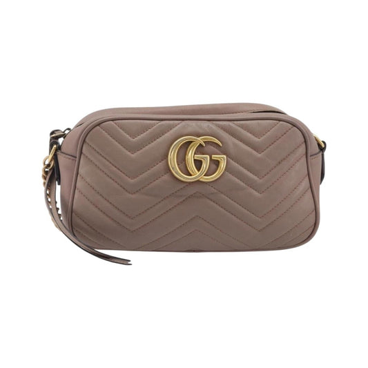 Gucci GG Marmont Matelasse Leather, Beige, Leather, Shoulder Bag