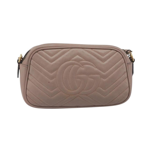 Gucci GG Marmont Matelasse Leather, Beige, Leather, Shoulder Bag