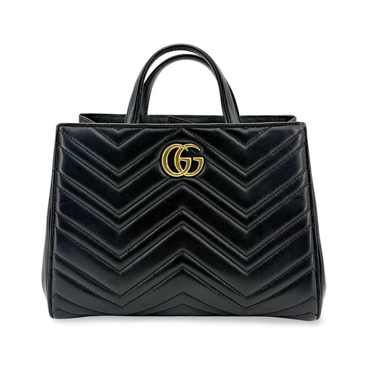 Gucci GG Marmont Matelasse Leather, Black, Leather, Tote Bag