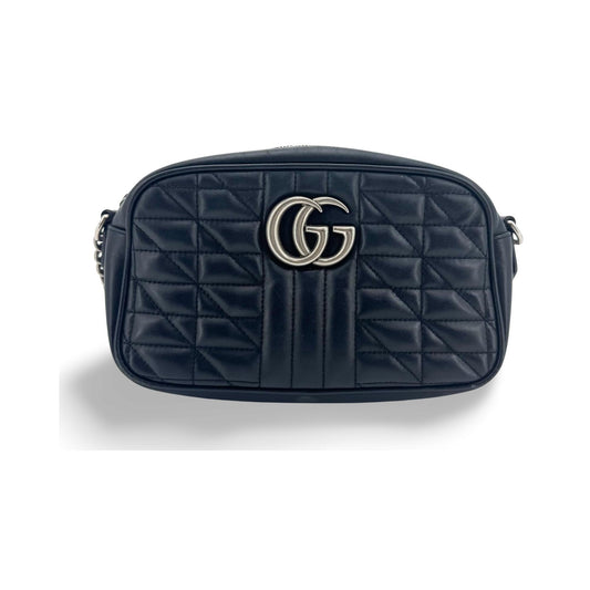 Gucci GG Marmont Matelasse Leather, Black, Leather, Shoulder Bag
