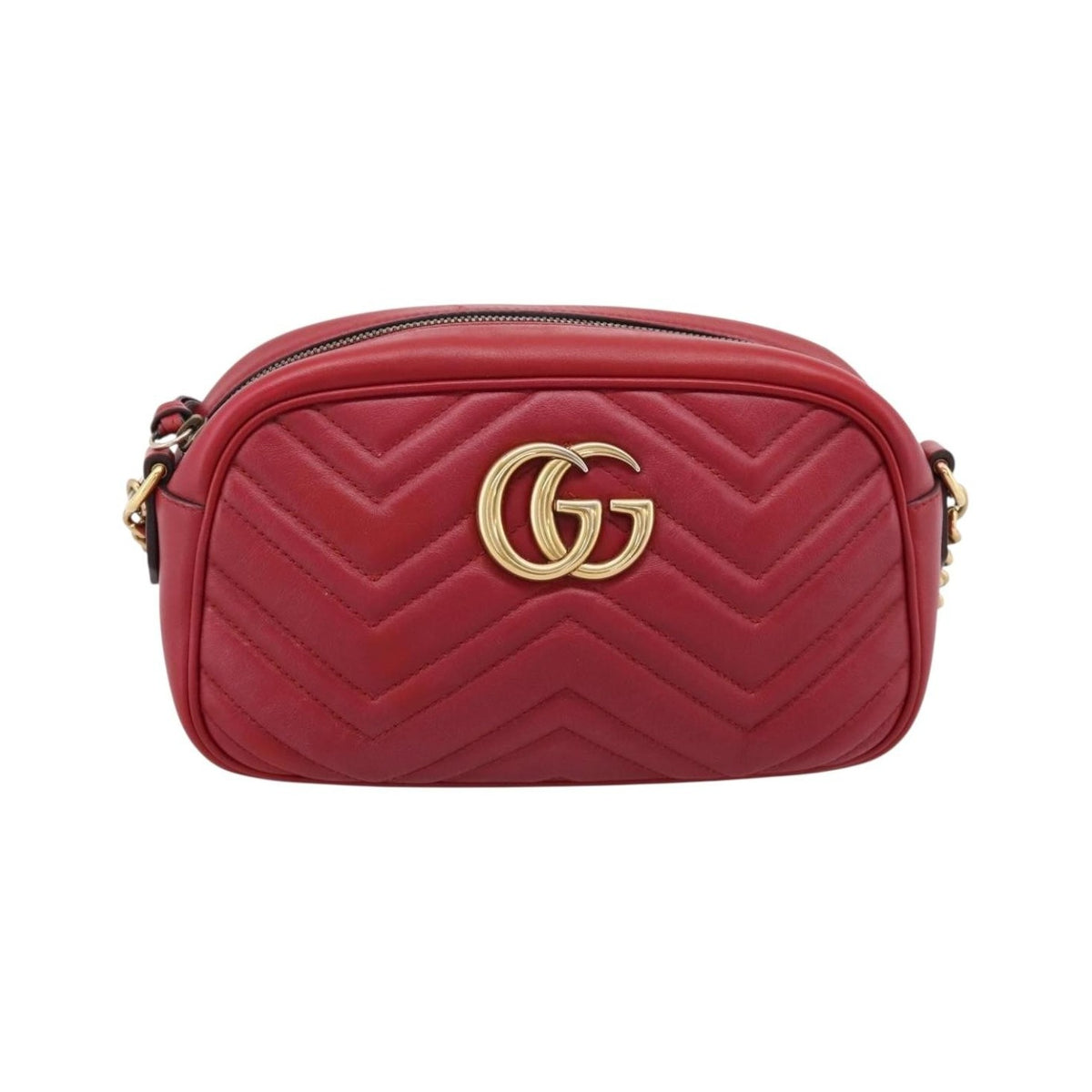 Gucci GG Marmont Matelasse Leather, Red, Leather, Shoulder Bag