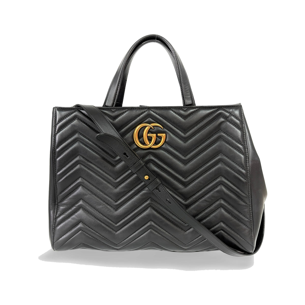 Gucci GG Marmont Matelasse Leather, Black, Leather, Tote Bag